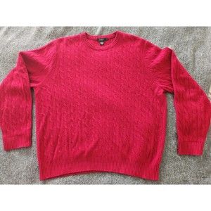 J.Crew Cable Knit Sweater Lambs Wool Cashmere Men's XL Red Fisherman Holidays